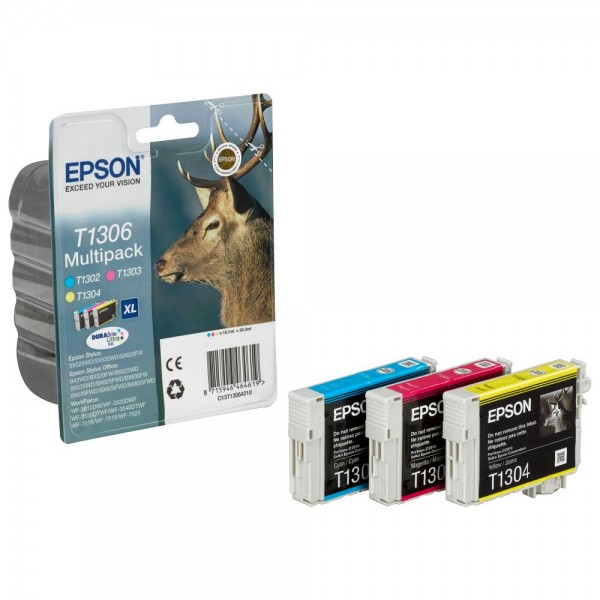 Epson T1306 XL / C13T13064012 ink cartridges Multipack CMY (3 Set)