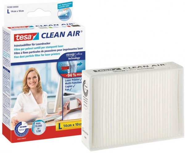 Tesa Clean Air 50380 Feinstaubfilter für Laserdrucker, Kopierer und Fax (Größe L)