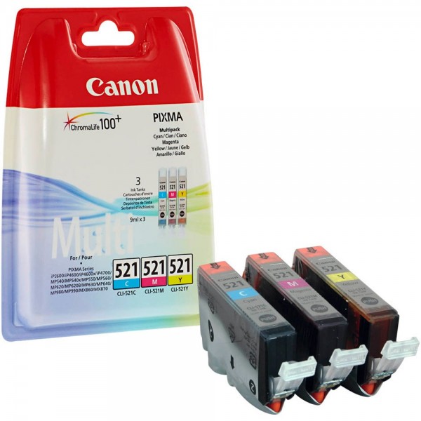 Canon CLI-521 / 2934B010 Tinten Multipack CMY (3er Set)