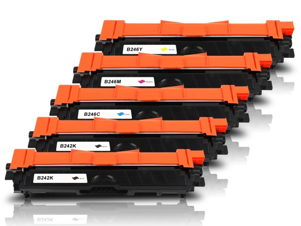 Compatible with Brother TN-242 / TN-246 Toner Multipack CMYK (5 Set)