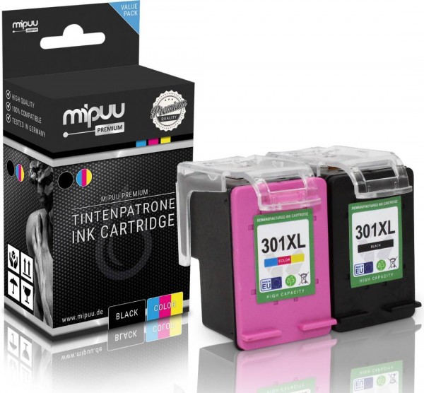 Mipuu ink cartridge replaces HP 301 XL / CH563EE CH564EE Multipack (1x Black / 1x Color)
