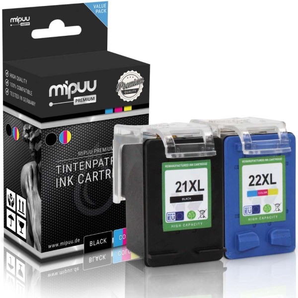 Mipuu Tinte ersetzt HP 21 XL / 22 XL Multipack (1x Black / 1x Color)
