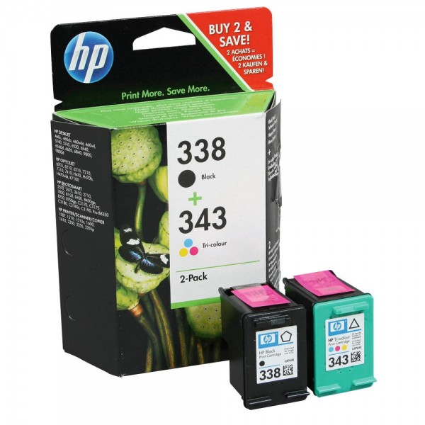 HP 338 / HP 343 / SD449EE ink cartridges Multipack (1x Black / 1x Color)