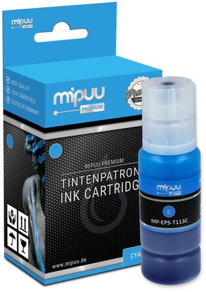 Mipuu Tinte ersetzt Epson 113 / C13T06B240 Nachfüll-Tinte Cyan