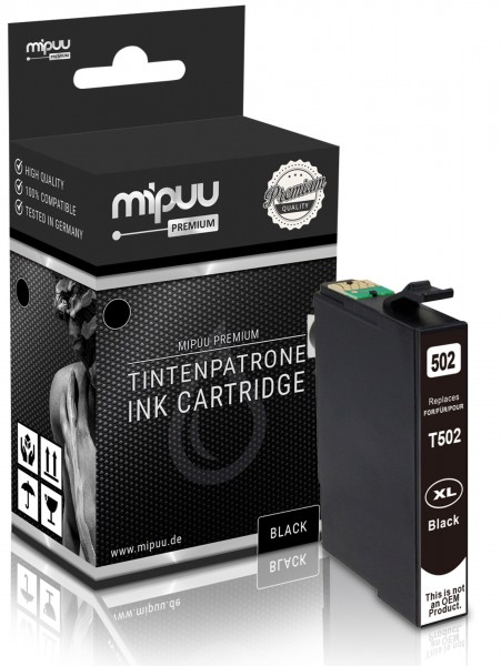 Mipuu ink cartridge replaces Epson 502 XL / C13T02W14010 Black