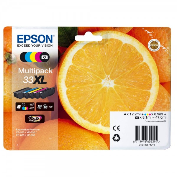 Epson 33 XL / C13T33574510 ink cartridges Multipack CMYK (5 Set)