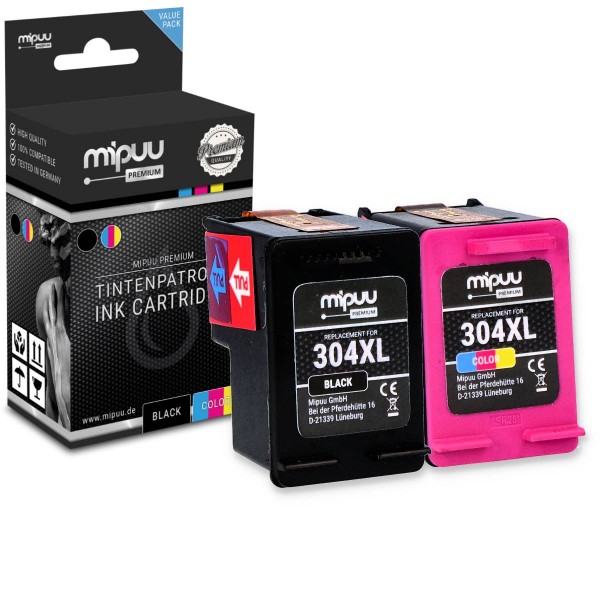 Mipuu Tinte ersetzt HP 304 XL / N9K08AE N9K07AE Multipack (1x Black / 1x Color)