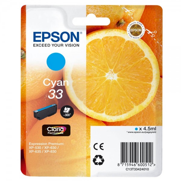 Epson 33 / C13T33424012 Tinte Cyan