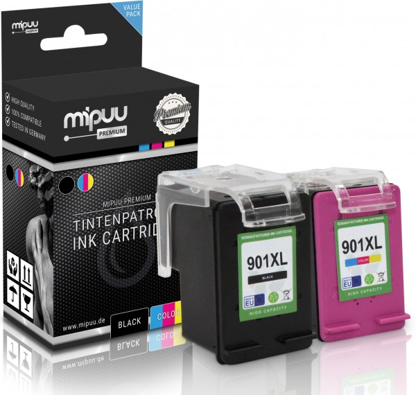 Mipuu Tinte ersetzt HP 901 XL / CC654AE CC656AE Multipack (1x Black / 1x Color)