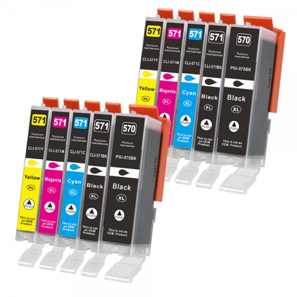Compatible with Canon PGI-570PGBK XL / CLI-571 ink cartridges Multipack CMYK (10 Set)