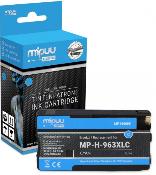 Mipuu ink cartridge replaces HP 963 XL / 3JA27AE Cyan
