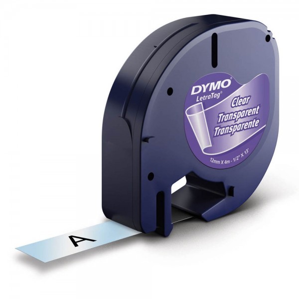 Dymo LetraTag tape 16951 suitable for LT-100H / LT-100T (black on transparent)