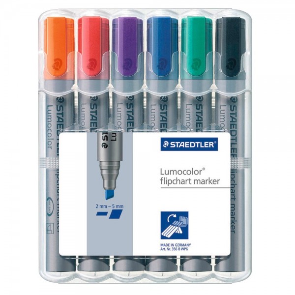 Staedtler Lumocolor Flipchart-Marker-Set farbsortiert 2,0 - 5,0 mm (6er Pack)