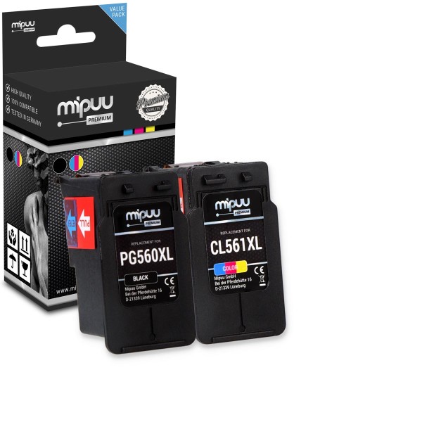 Mipuu Tinte ersetzt Canon PG-560 XL / CL-561 XL Multipack (1x Black / 1x Color)