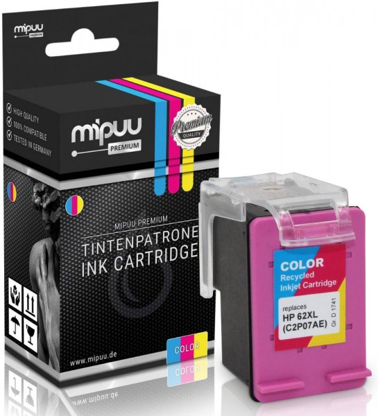 Mipuu ink cartridge replaces HP 62 XL / C2P07AE Color