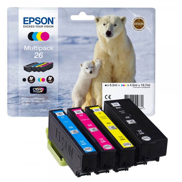 Epson 26 / C13T26164010 ink cartridges Multipack CMYK (4 Set)