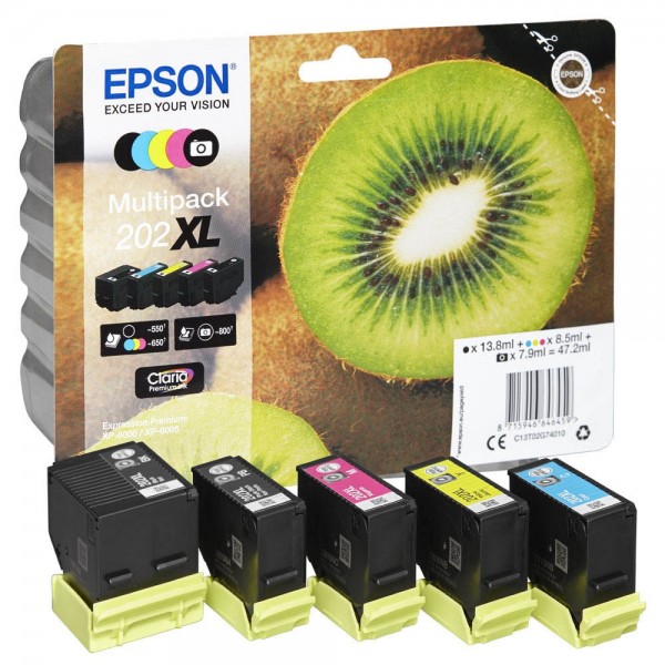 Epson 202 XL / C13T02G74010 ink cartridges Multipack CMYK (5 Set)